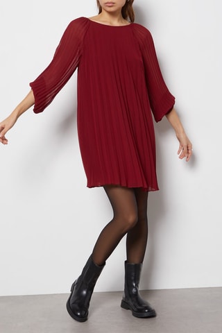 Robe plissée - Bordeaux - Etam