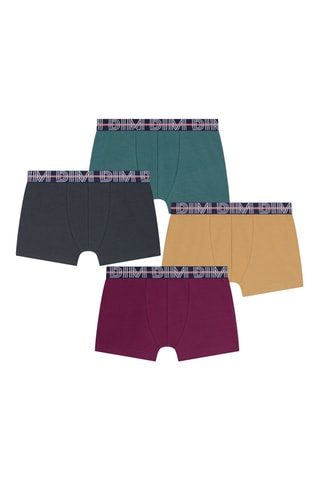 4 boxers Coton stretch - Fuchsia, beige et noir - Dim