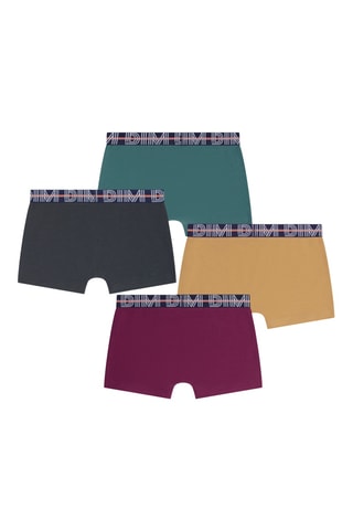 4 boxers Coton stretch - Fuchsia, beige et noir - Dim