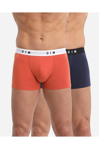 2 boxers Dim Original Men - Rouge brique et bleu marine  - Dim