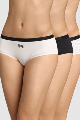 3 shortys Les Pockets - Blanc et noir - Dim