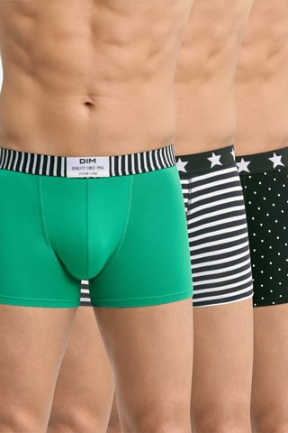 3 boxers Dim Vibes - Vert et noir - Dim