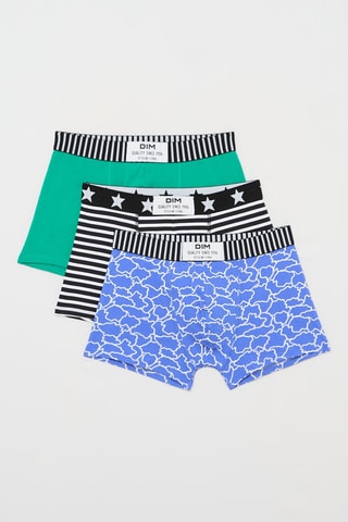 3 boxers Dim Vibes - Noir, bleu et vert - Dim