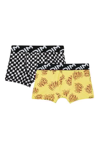 2 boxers Micro Recyclée - Noir et jaune - Dim