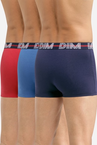 3 boxers Dim Powerful Rouge, bleu cobalt et bleu encre - Dim