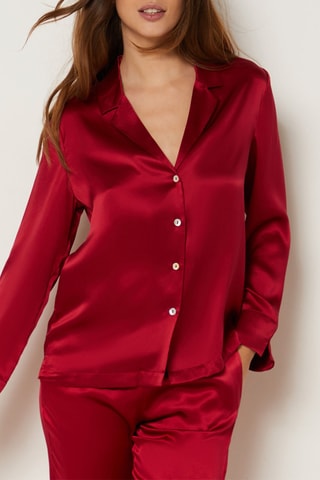 Chemise de pyjama en soie Pearly - Rouge - Etam
