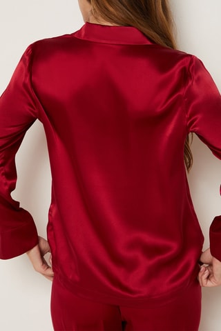 Chemise de pyjama en soie Pearly - Rouge - Etam