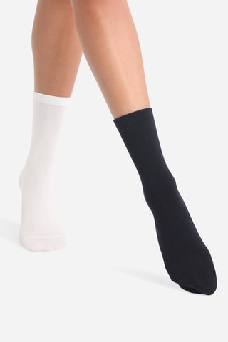 8 paires de chaussettes Coton - 
Blanc et bleu marine - Dim