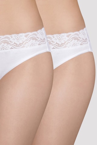 2 culottes taille midi Coton Feminine - Blanc - Dim