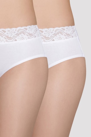 2 culottes taille maxi Coton Féminine - Blanc - Dim