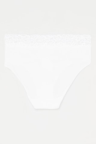 2 culottes taille maxi Coton Féminine - Blanc - Dim