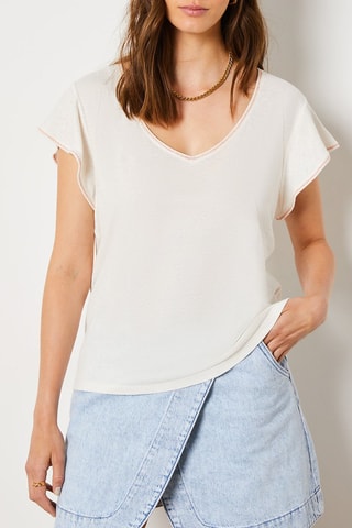 T-shirt en lin - Blanc - Etam