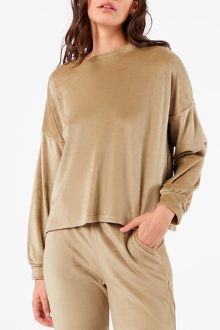 Sweat en velours Berty Kaki olive - Etam