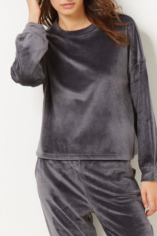 Sweat en velours - Gris foncé - Etam