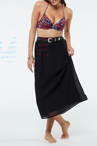 Jupe midi  Dobby - Noir  - Etam