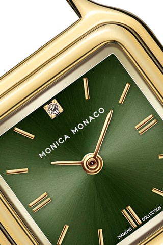 Relógio de quartzo em aço e diamante - Dourado e verde