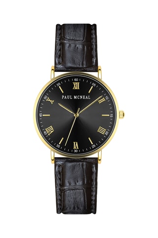 Relógio de quartzo em couro - Preto - Paul McNeal