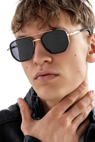 Óculos de sol polarizados unissexo - Dourado e preto