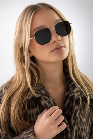 Óculos de sol polarizados unissexo - Dourado e preto