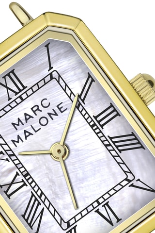 Relógio de quartzo em couro - Preto e dourado - Marc Malone