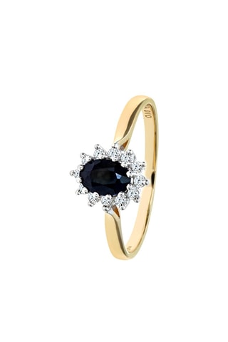 Bague - Or jaune, saphir et diamants