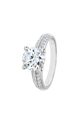 Bague - Or blanc et zircons