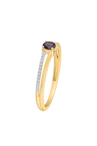 Bague - Or jaune, iolite et diamants