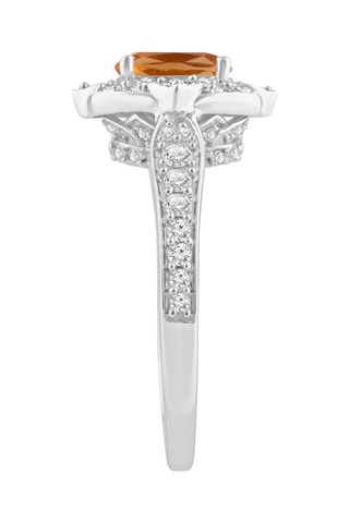 Bague - Or blanc, citrine et diamants