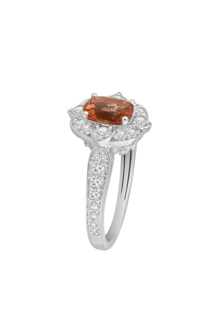 Bague - Or blanc, citrine et diamants