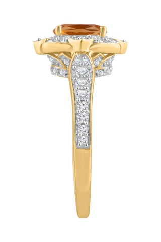 Bague - Or jaune, citrine et diamants