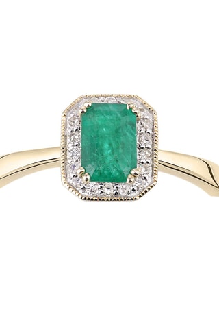 Bague - Or jaune, émeraude et diamants