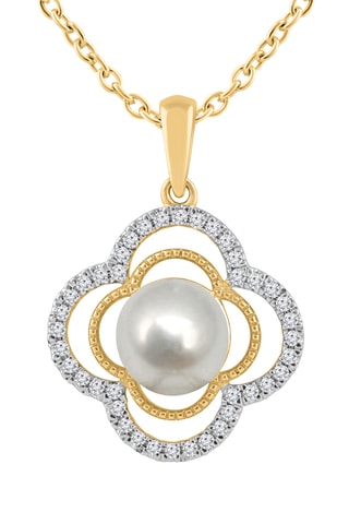 Collier - Or jaune, diamants et perle de culture d'eau douce