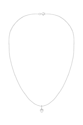 Collier - Or blanc, diamants et perle de culture d'eau douce