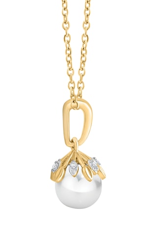Collier - Or jaune, diamants et perle de culture d'eau douce