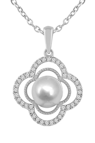Collier - Or blanc, diamants et perle de culture d'eau douce