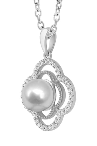 Collier - Or blanc, diamants et perle de culture d'eau douce