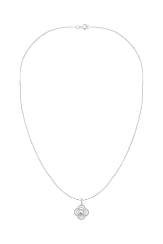 Collier - Or blanc, diamants et perle de culture d'eau douce