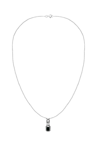 Collier - Or blanc, onyx et diamants
