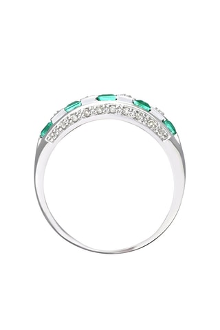 Bague - Or blanc, diamants et émeraudes