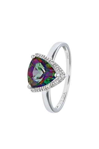 Solitaire - Or blanc, diamants et topaze