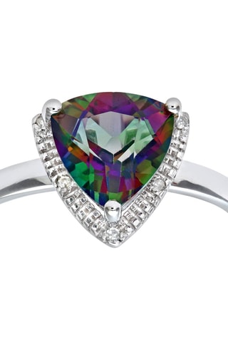 Solitaire - Or blanc, diamants et topaze