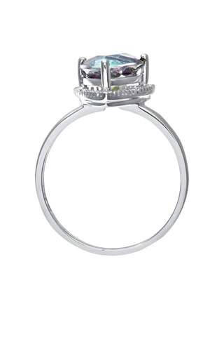 Solitaire - Or blanc, diamants et topaze