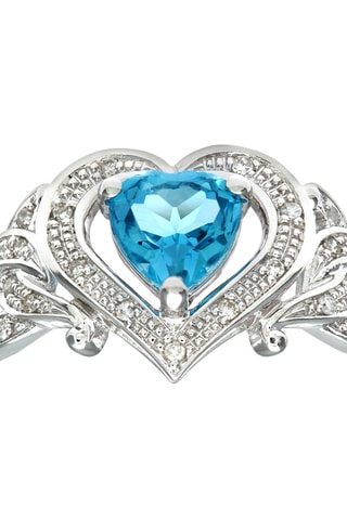 Bague - Or blanc, topaze et diamants