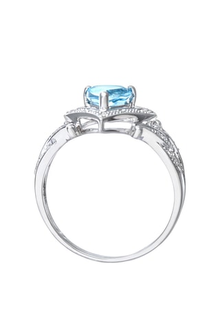 Bague - Or blanc, topaze et diamants