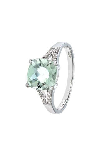 Bague - Or blanc, améthyste et diamants