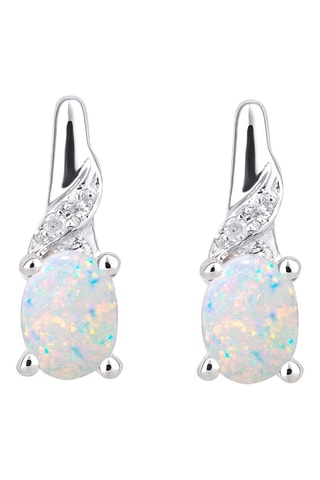 Boucles d'oreilles - Or blanc, opale et diamants