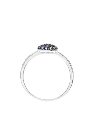 Bague - Or blanc, diamants et saphirs