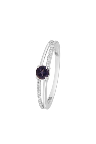 Bague - Or blanc, iolite et diamants