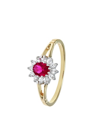 Bague - Or jaune, or blanc, diamants et rubis