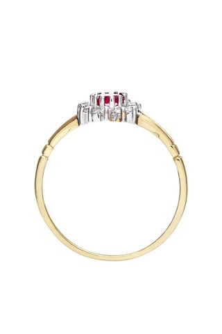 Bague - Or jaune, or blanc, diamants et rubis